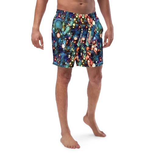 Blue Nebula Bloom on a Swim Trunks
