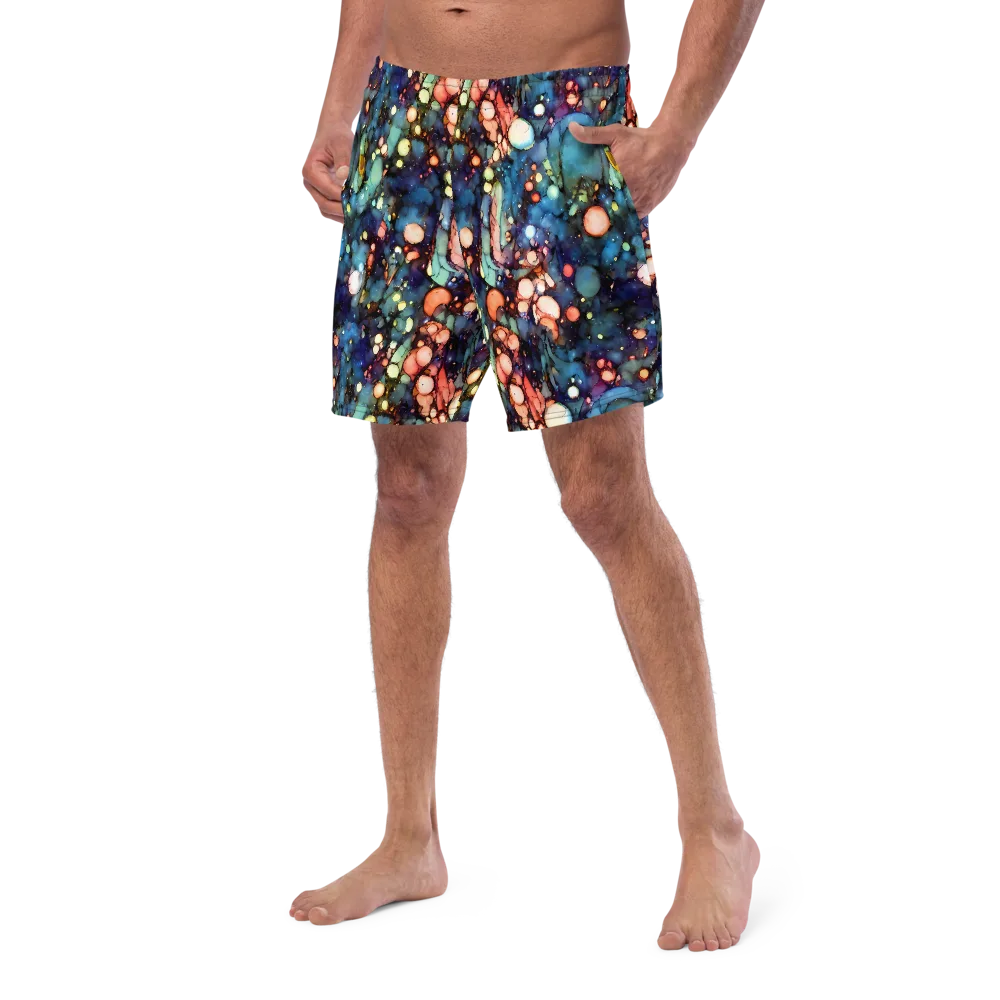 Blue Nebula Bloom on Swim Trunks — Left Front