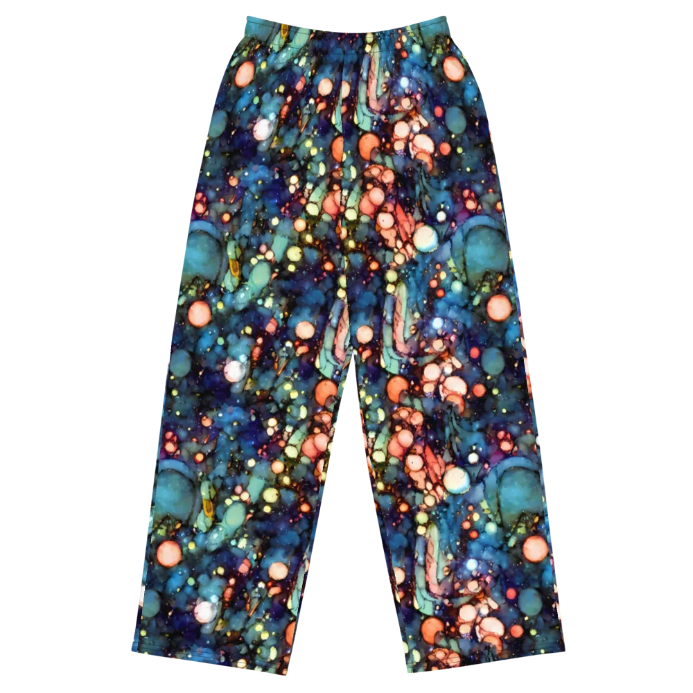 Blue Nebula Bloom on Wide-Leg Pants — Front