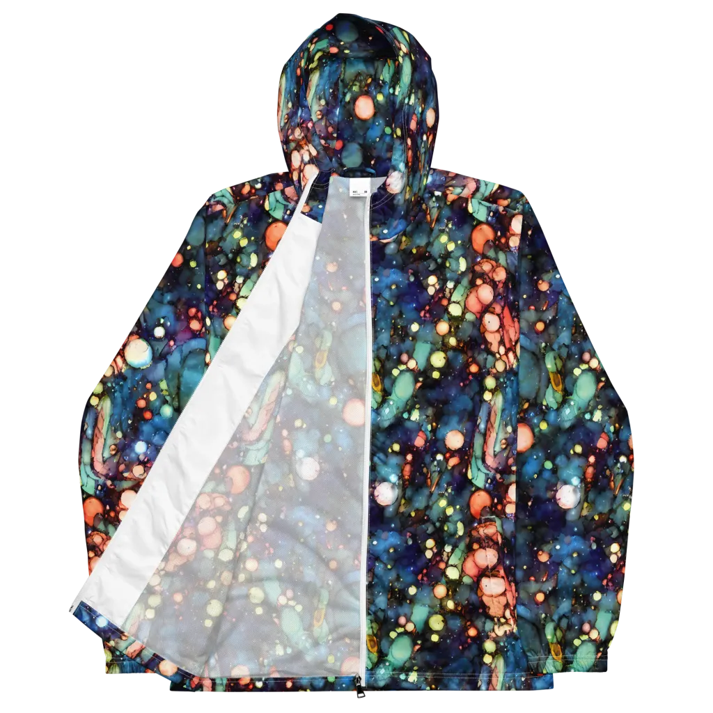 Blue Nebula Bloom on Men's Windbreaker — Front