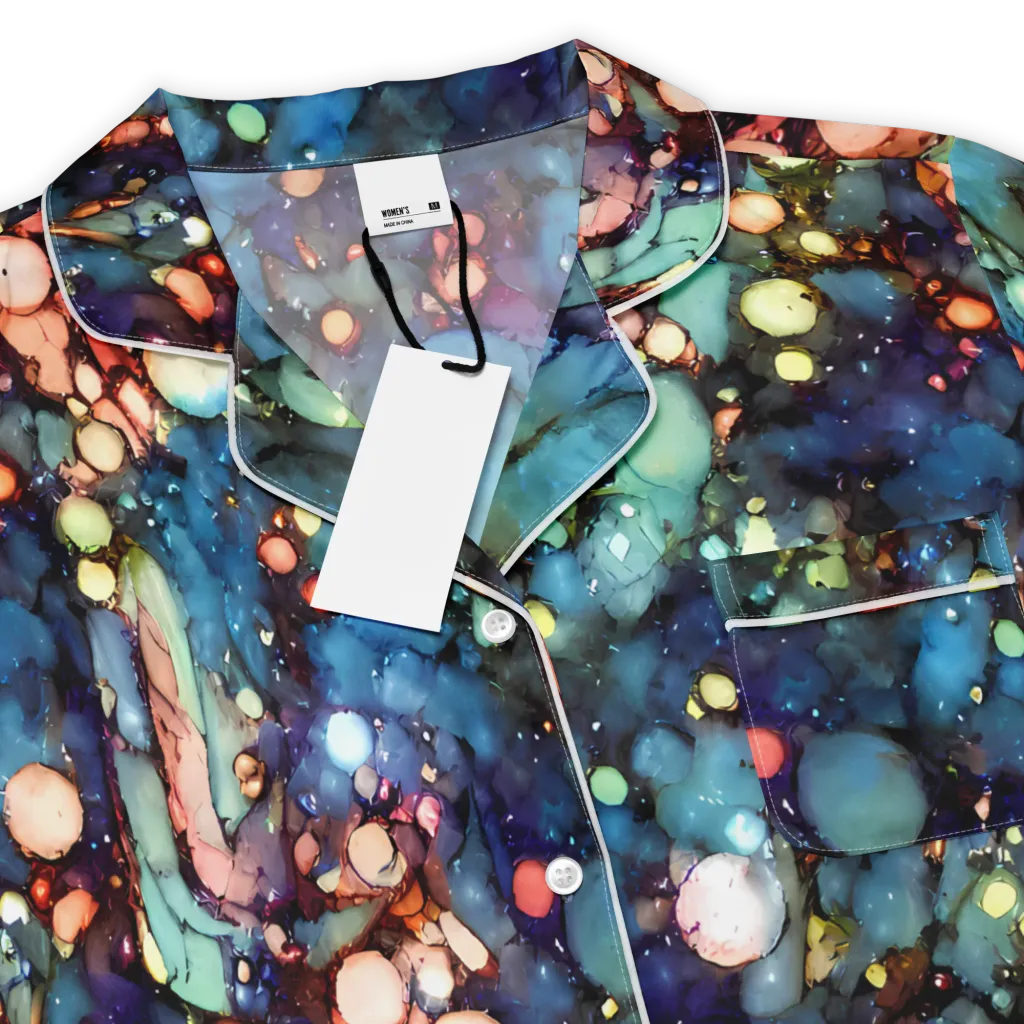 Blue Nebula Bloom on Women's Short Sleeve Pajama Top — Product details