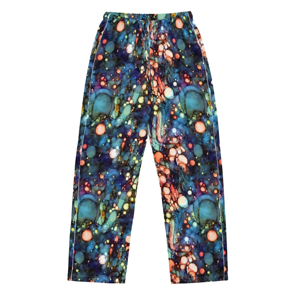 Blue Nebula Bloom on Women's Pajama Pants — Front