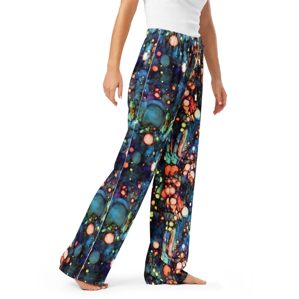 Blue Nebula Bloom on Women's Pajama Pants — Right Front
