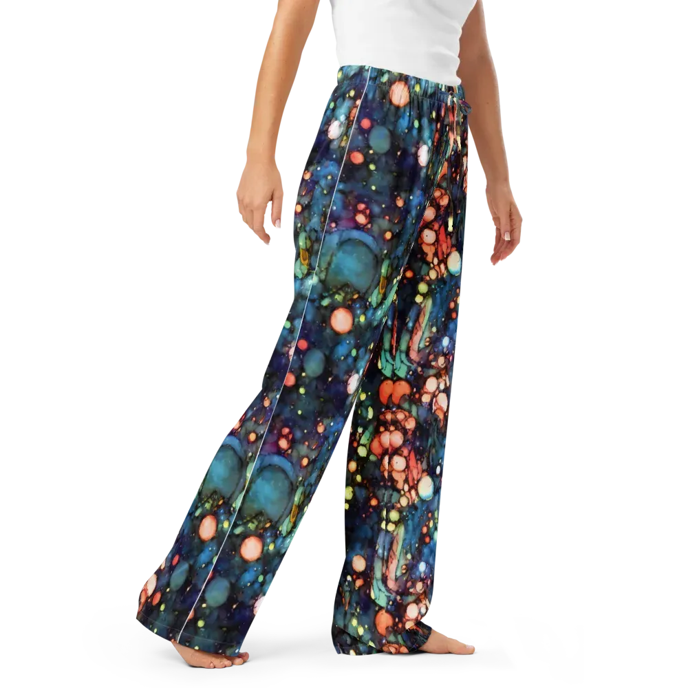 Blue Nebula Bloom on Women's Pajama Pants — Right Front