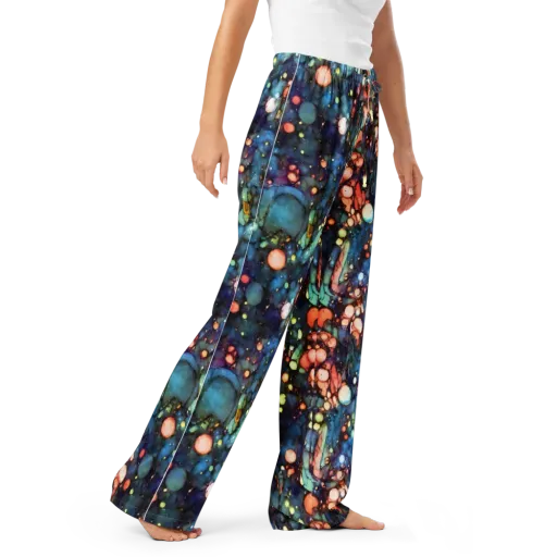 Blue Nebula Bloom on a Women's Pajama Pants