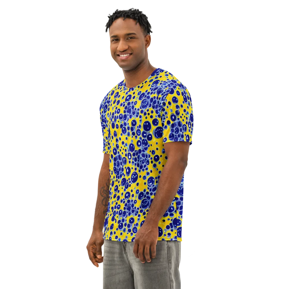 Cobalt Fizz on Men's Cotton Crew Neck T-Shirt — Left Front