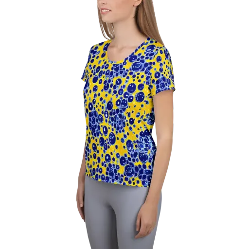 Cobalt Fizz on a Women's Athletic T-Shirt