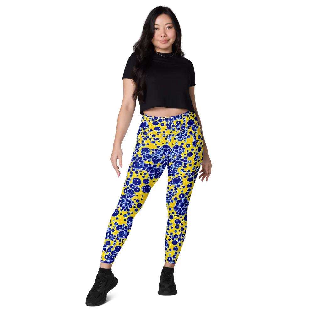 Cobalt Fizz on Leggings with Pockets — Front