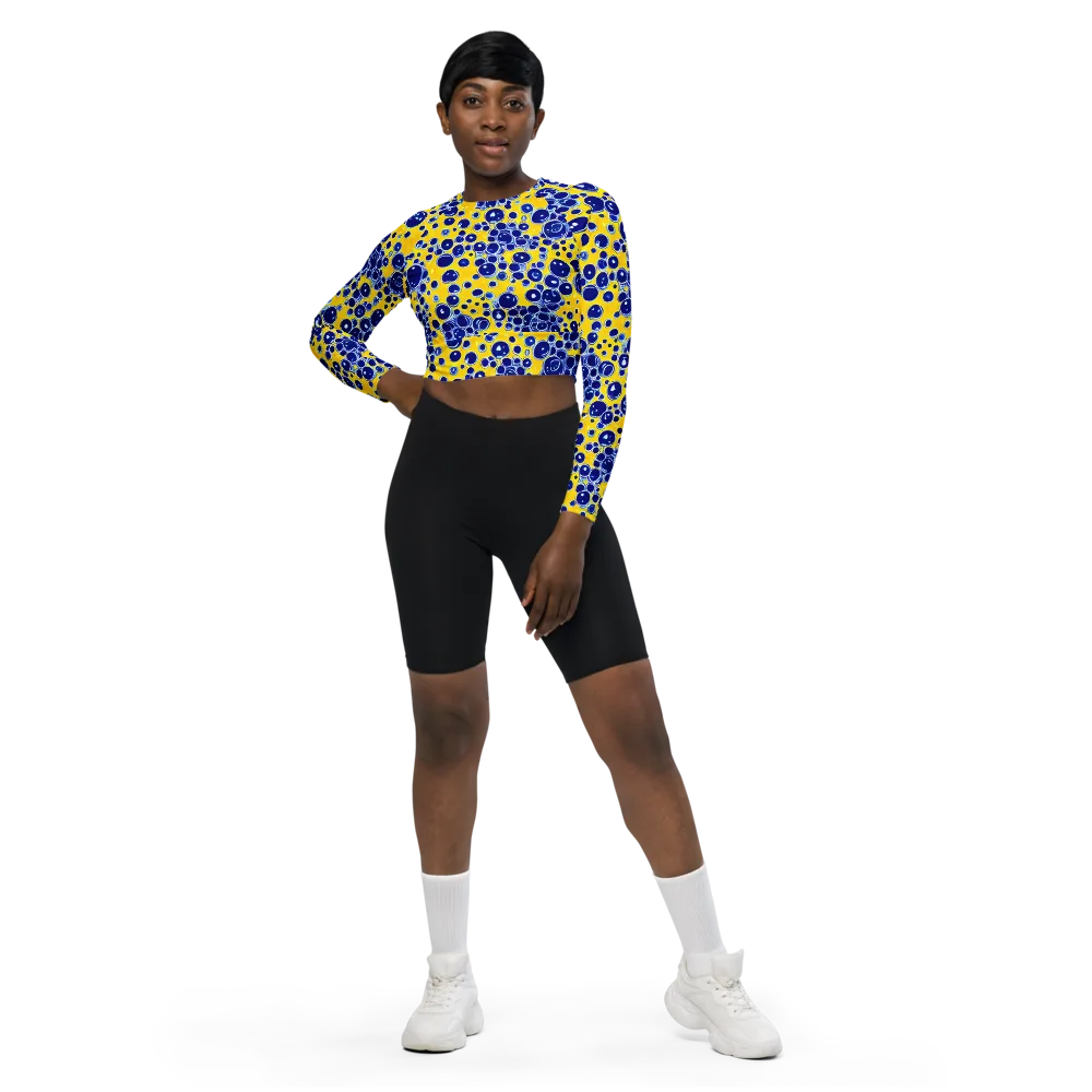 Cobalt Fizz on Long Sleeve Crop Top — Front