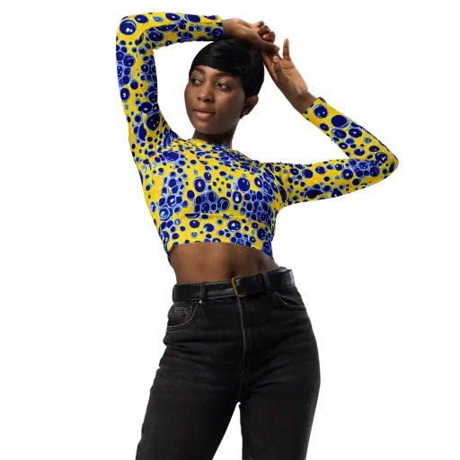 Cobalt Fizz on a Long Sleeve Crop Top