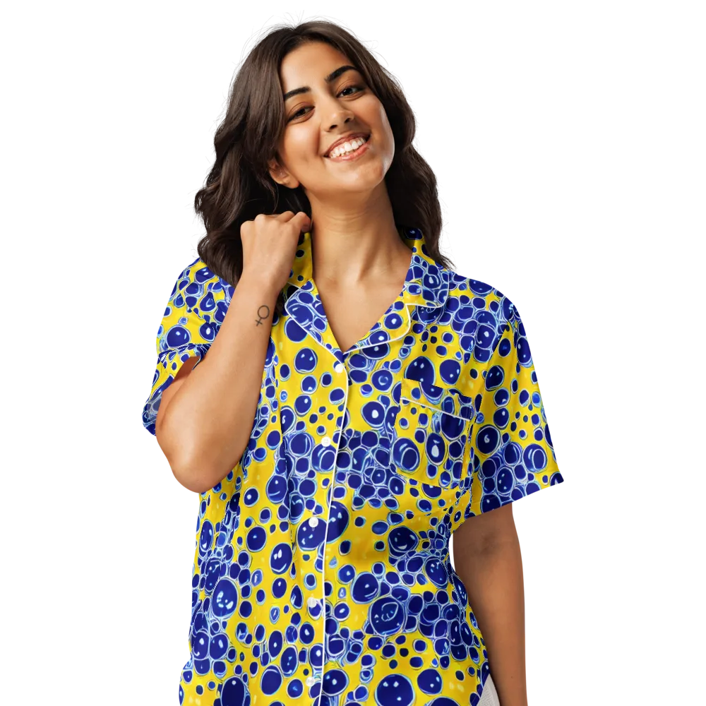 Cobalt Fizz on Women's Short Sleeve Pajama Top — Front