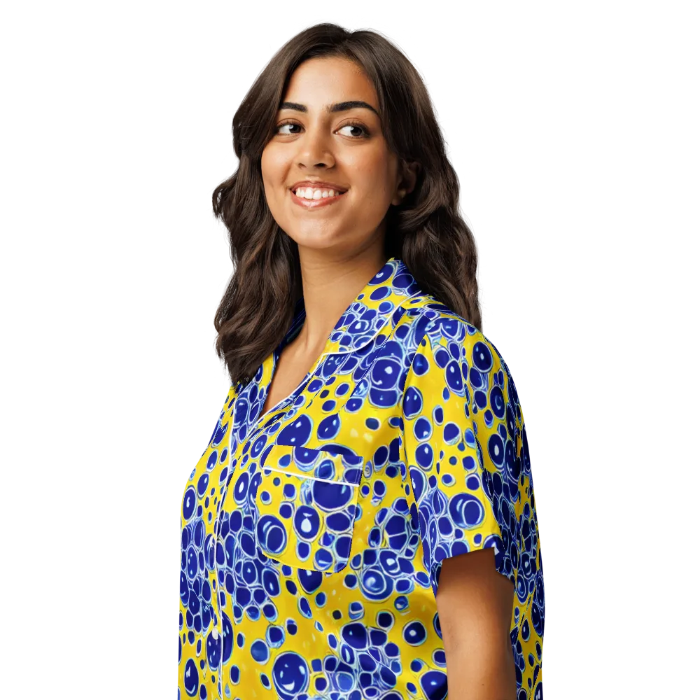 Cobalt Fizz on Women's Short Sleeve Pajama Top — Left Front