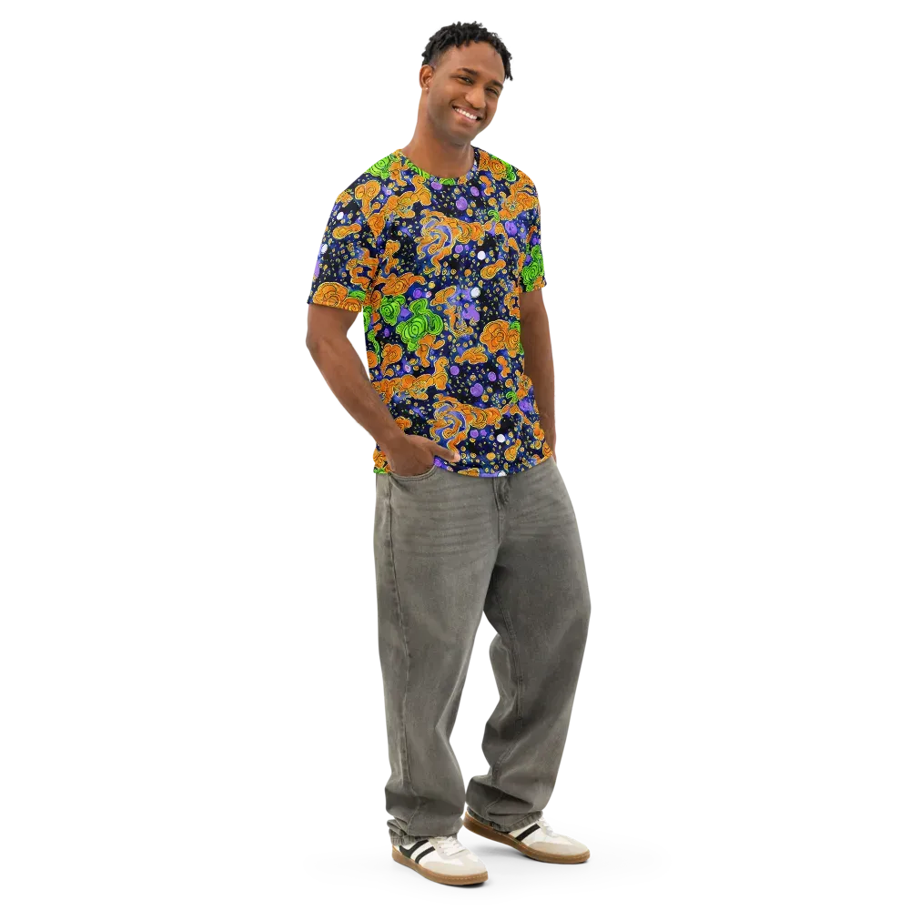 Cobalt Candy on Men's Cotton Crew Neck T-Shirt — Right Front