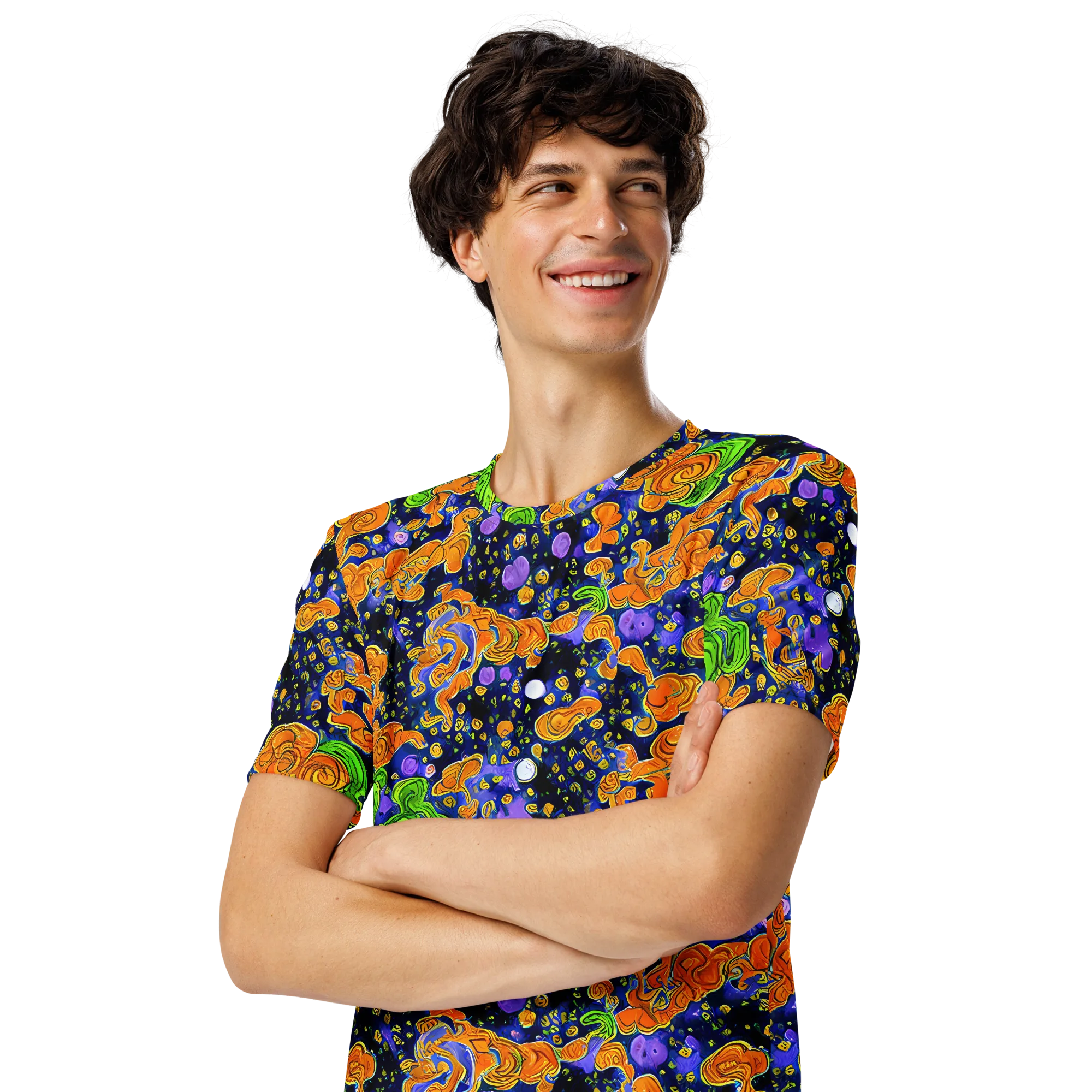 Cobalt Candy on Men's Crew Neck T-Shirt — Left Front
