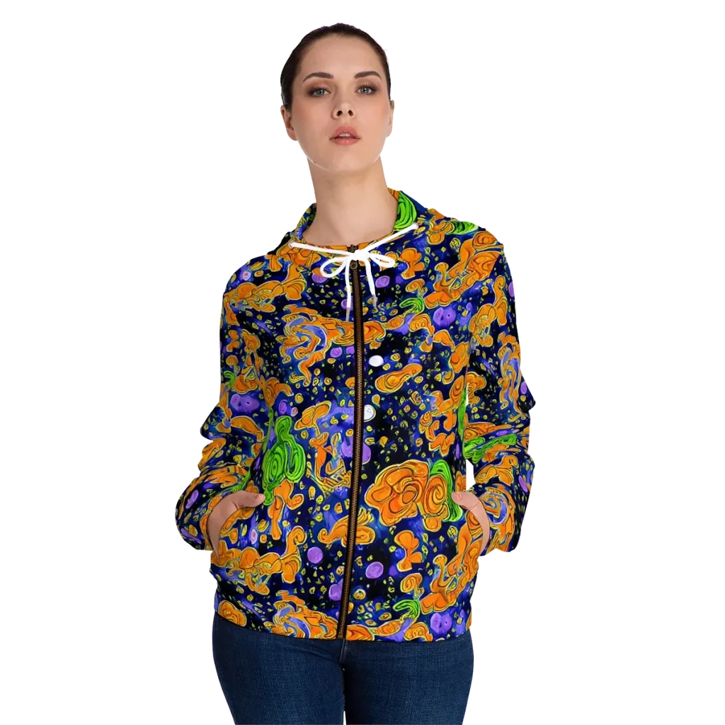 Cobalt Candy on Women's Full-Zip Hoodie — Front On Person