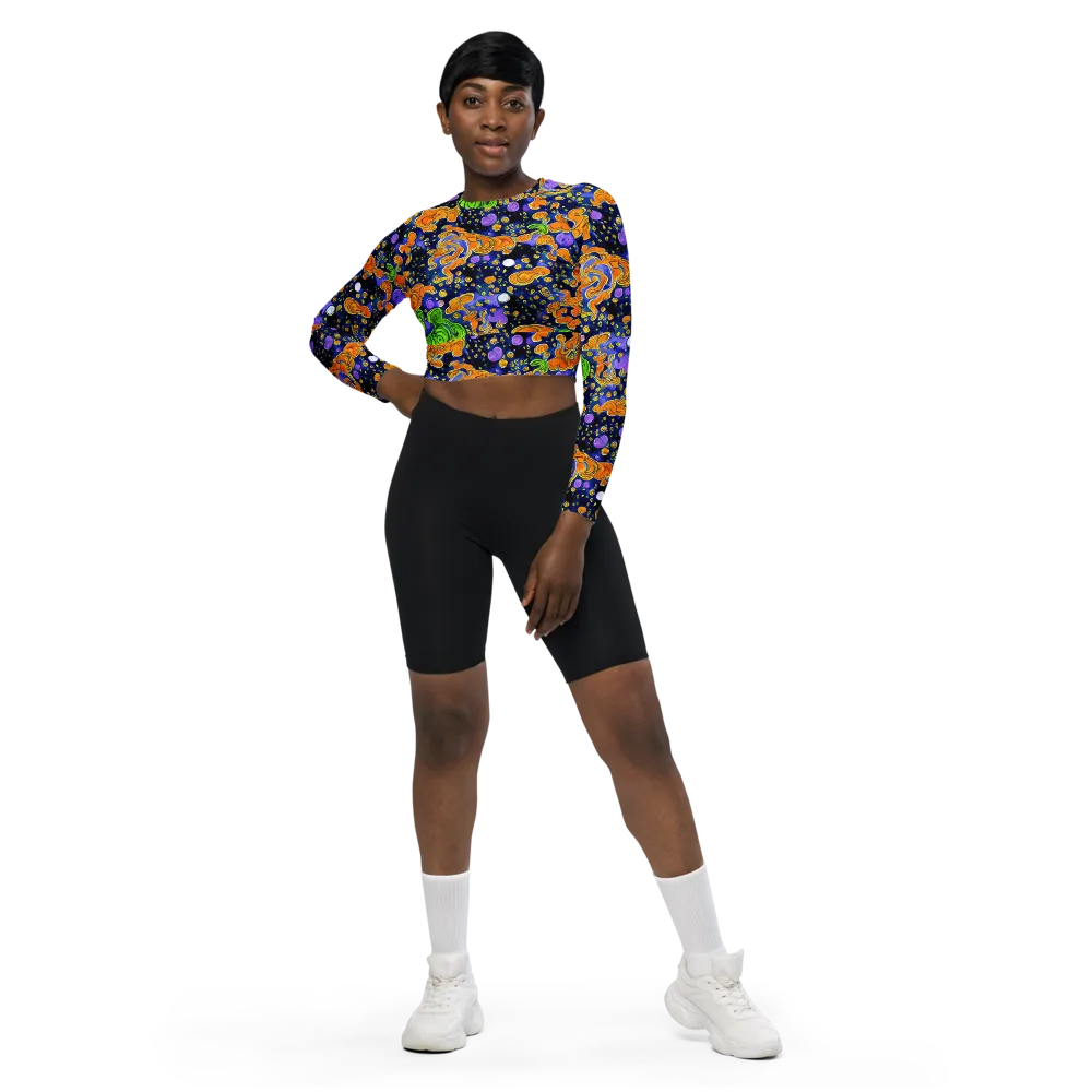 Cobalt Candy on Long Sleeve Crop Top — Front