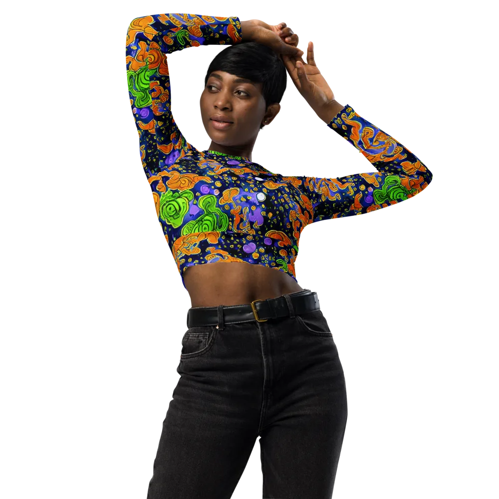 Cobalt Candy on Long Sleeve Crop Top — Front