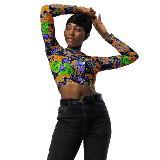 Cobalt Candy on a Long Sleeve Crop Top