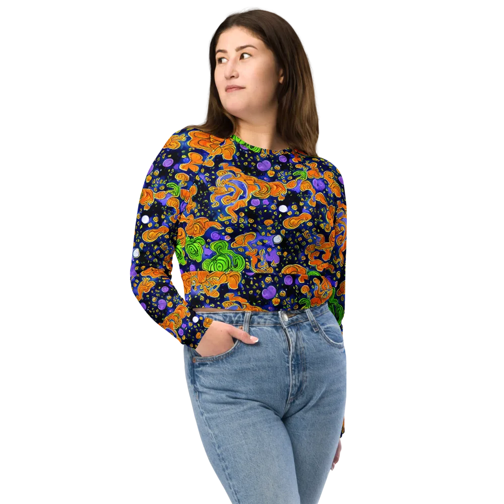 Cobalt Candy on Long Sleeve Crop Top — Front