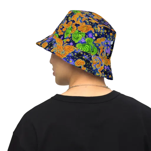 Cobalt Candy on a Reversible Bucket Hat
