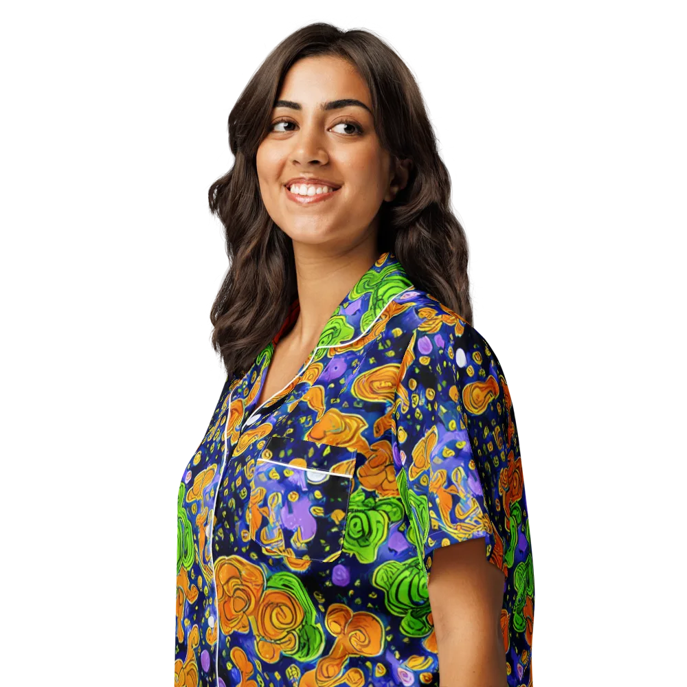 Cobalt Candy on Women's Short Sleeve Pajama Top — Left Front