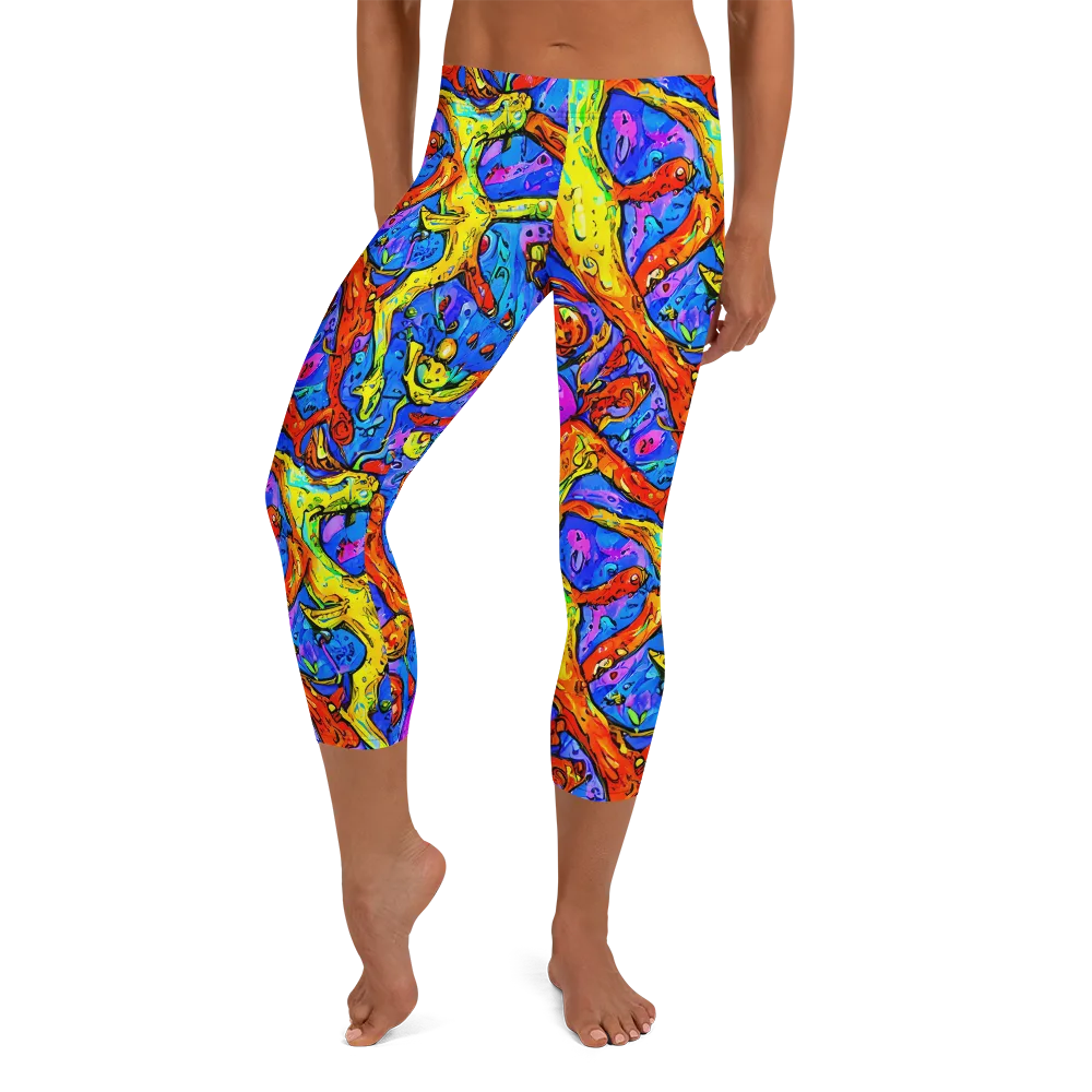 Chromatic Shoal on Capri Leggings — Front