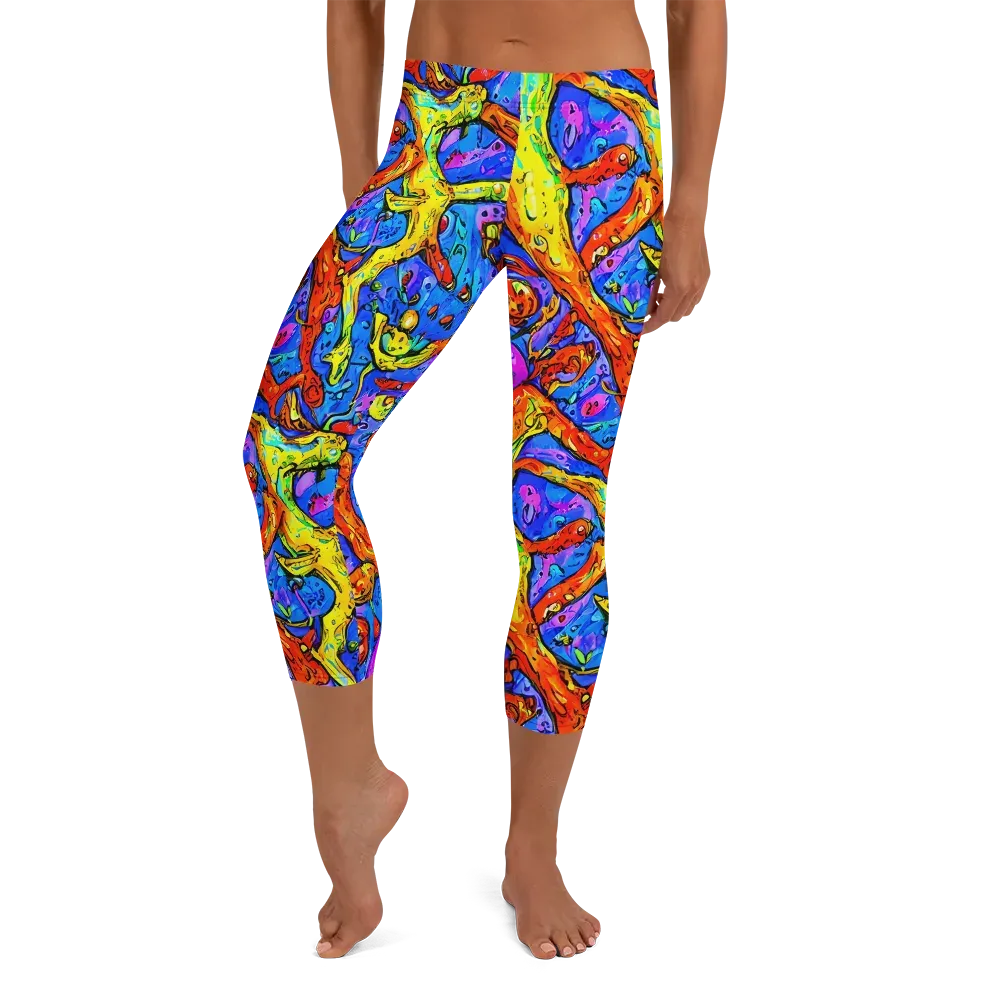 Chromatic Shoal on Capri Leggings — Front