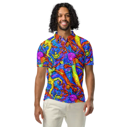 Chromatic Shoal on a Men's Slim Fit Polo Shirt