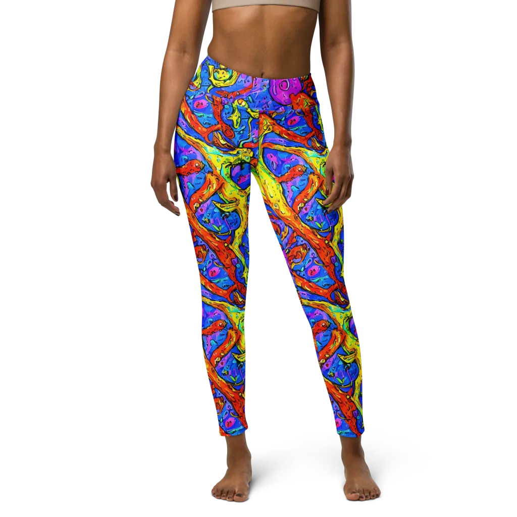 Chromatic Shoal on Yoga Leggings — Front