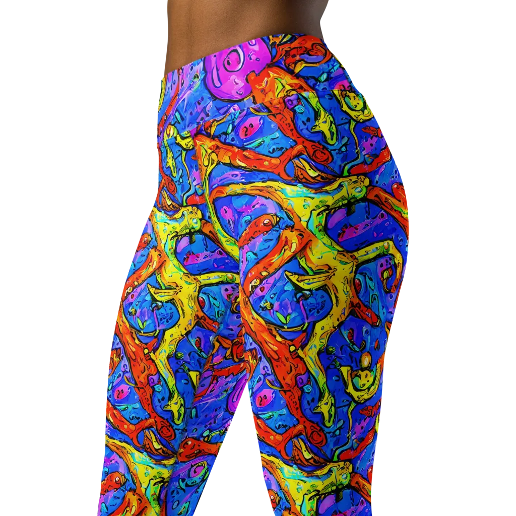 Chromatic Shoal on Yoga Leggings — Left Front