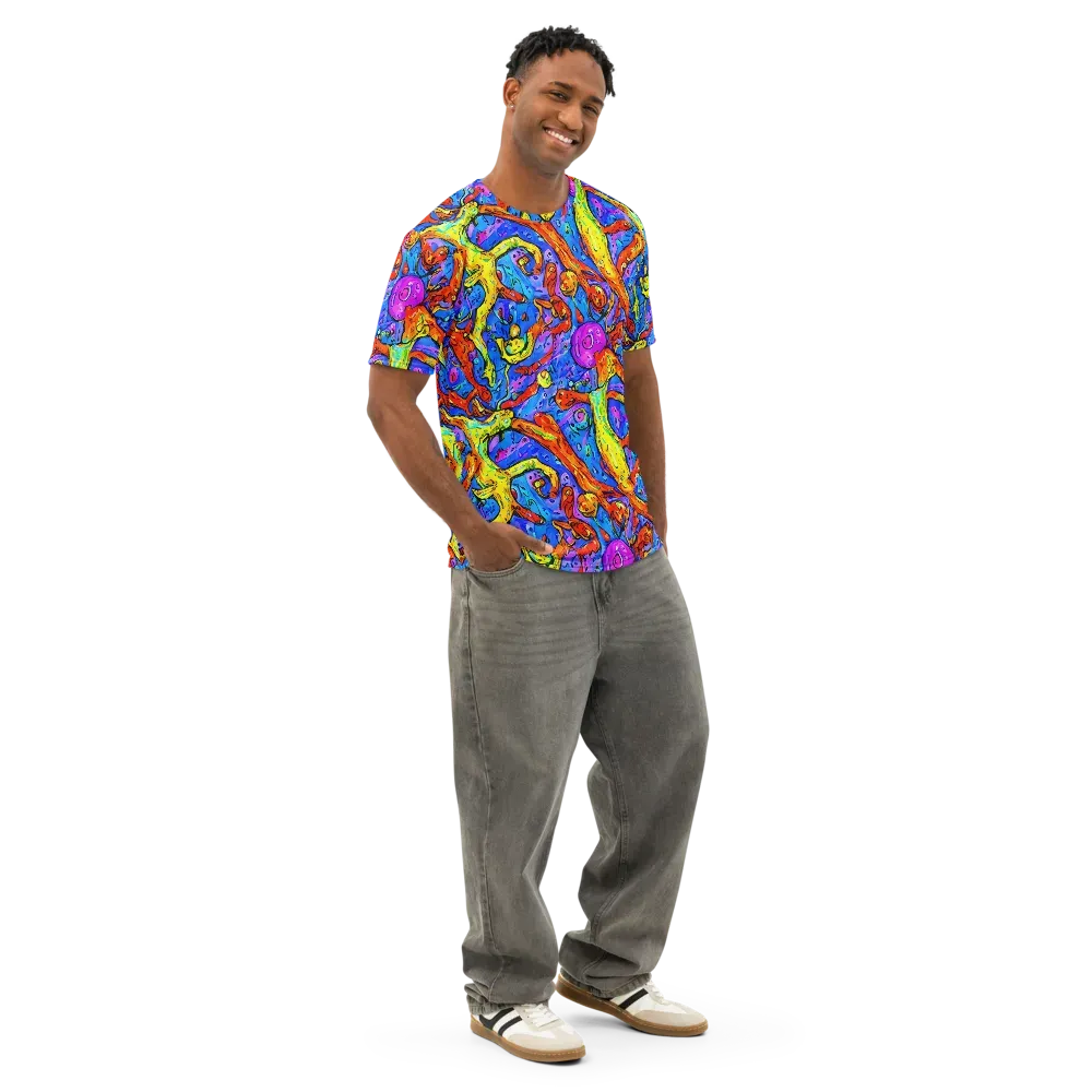 Chromatic Shoal on Men's Cotton Crew Neck T-Shirt — Right Front