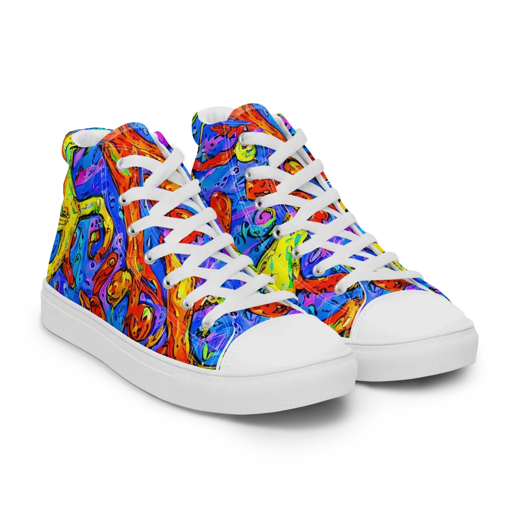 Chromatic Shoal on Men's High Top Canvas Shoes — Right Front