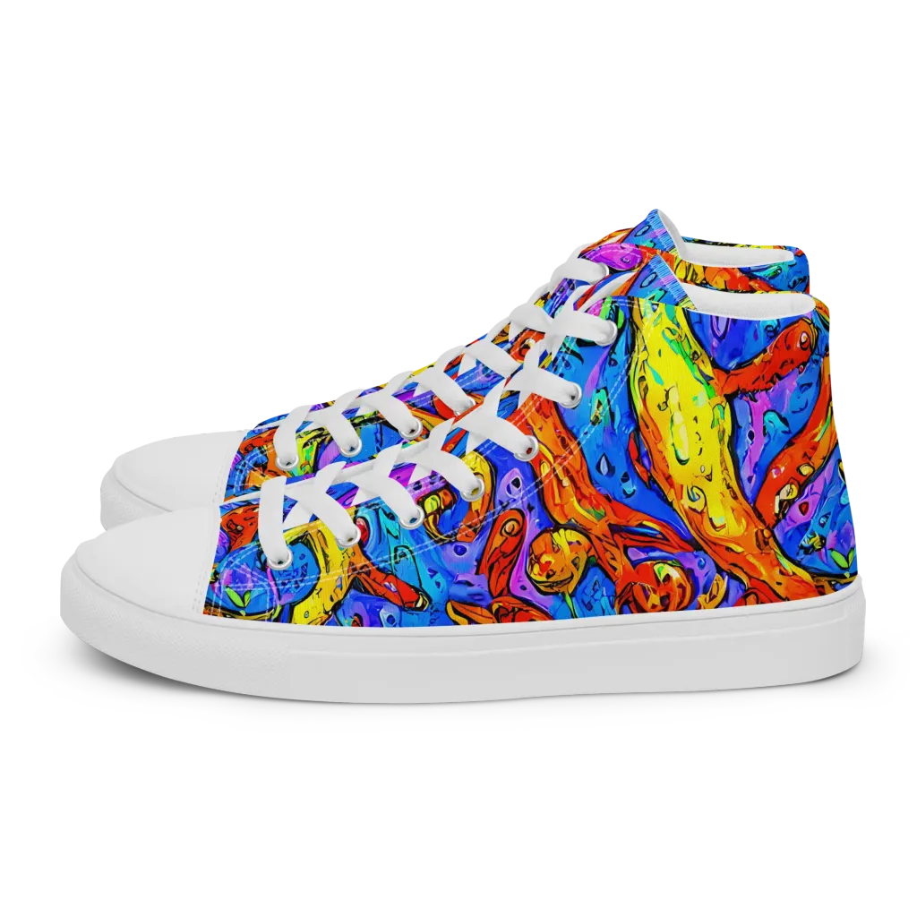 Chromatic Shoal on Men's High Top Canvas Shoes — Left