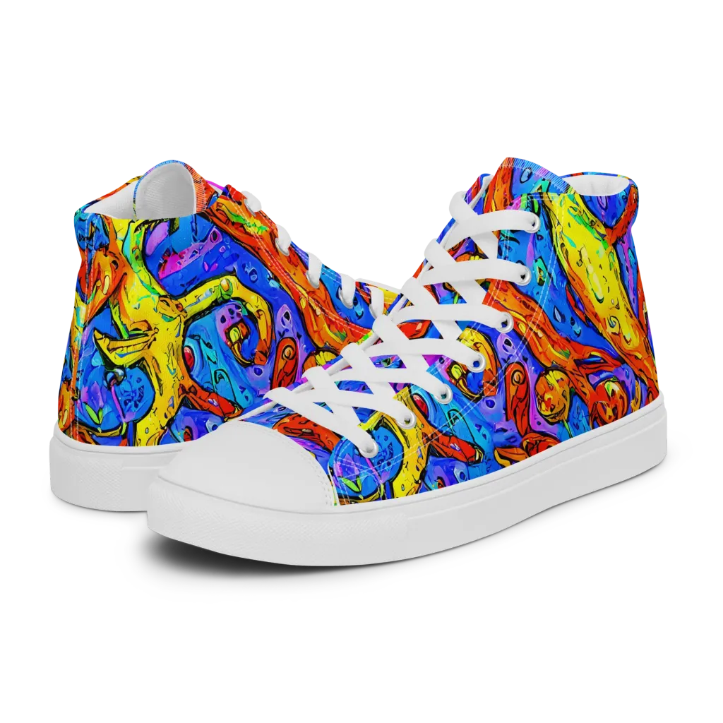 Chromatic Shoal on Men's High Top Canvas Shoes — Left