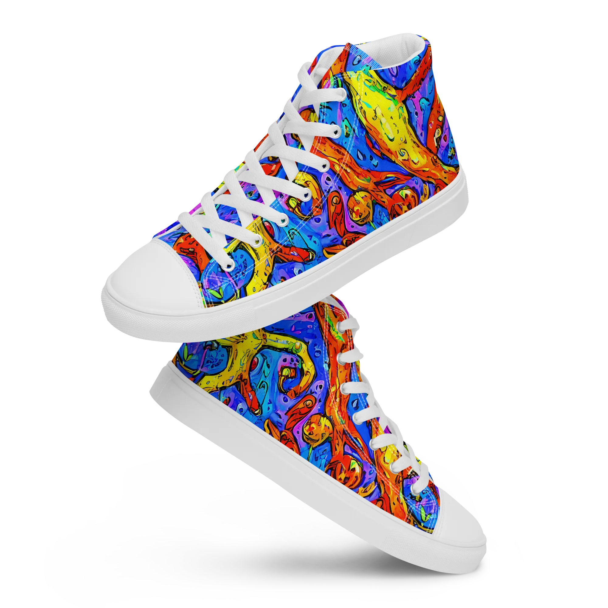 Chromatic Shoal on Men's High Top Canvas Shoes — Front
