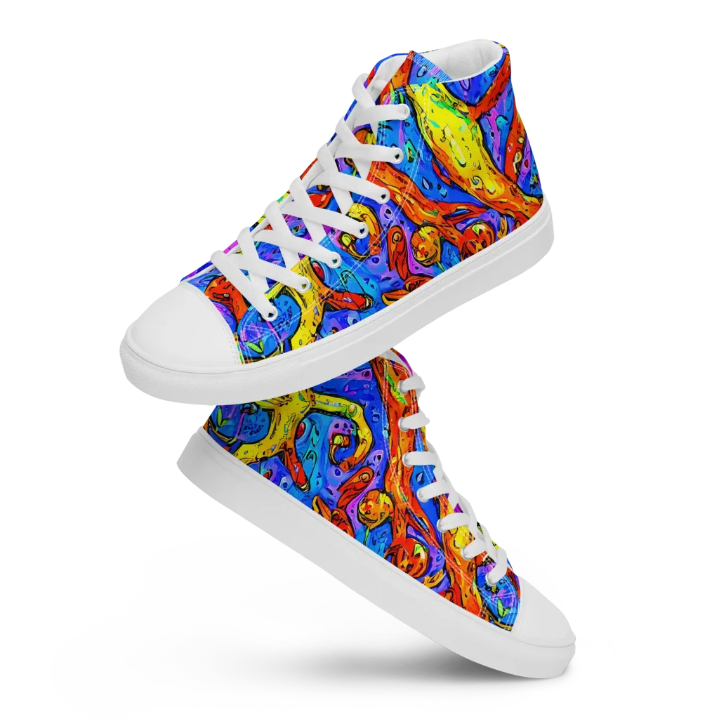 Chromatic Shoal on Men's High Top Canvas Shoes — Front