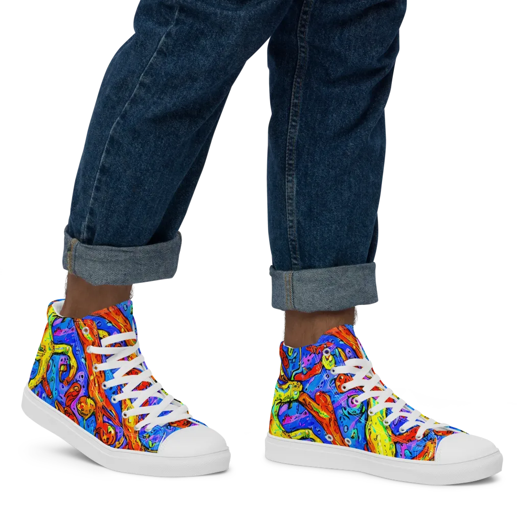 Chromatic Shoal on Men's High Top Canvas Shoes — Right