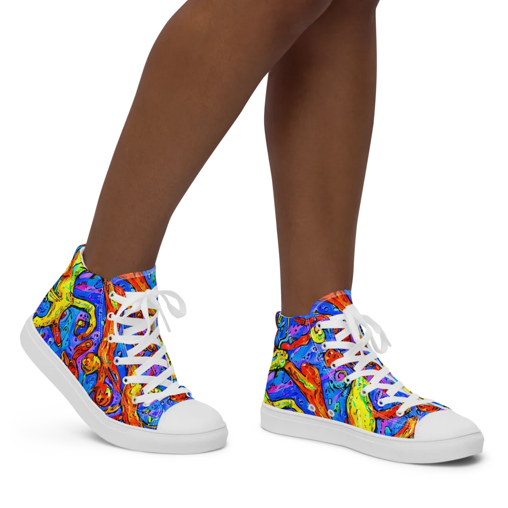 Chromatic Shoal on Women's High Top Canvas Shoes — Right