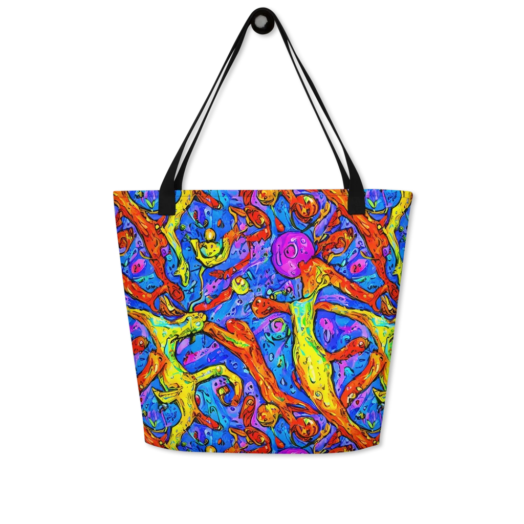 Chromatic Shoal on Large Tote Bag W/ Pocket — Front