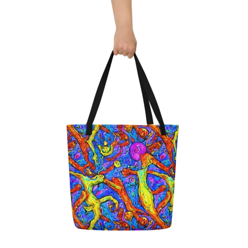 Chromatic Shoal on a Large Tote Bag W/ Pocket