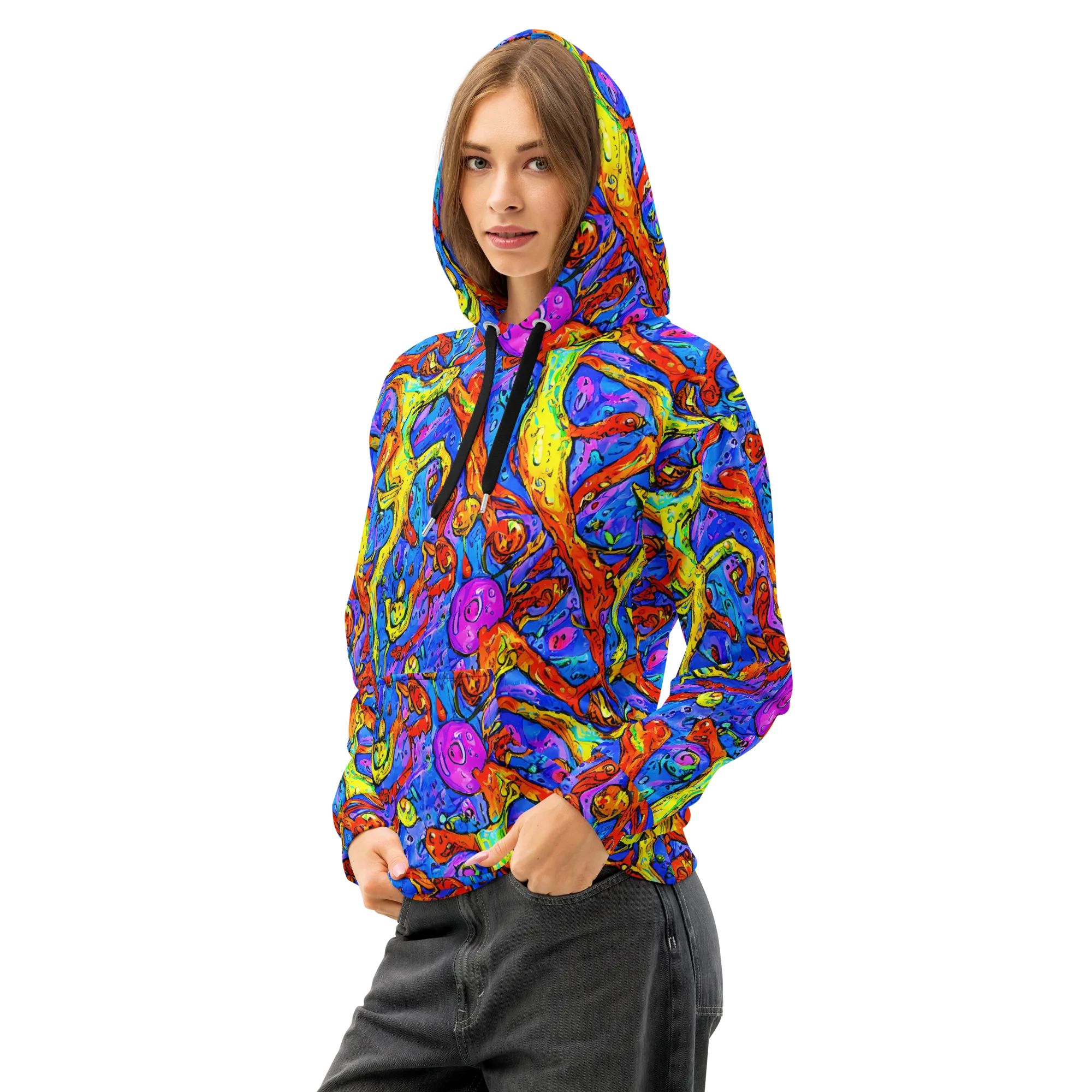 Chromatic Shoal on Cotton Hoodie — Left Front
