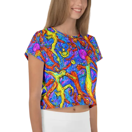 Chromatic Shoal on a Crop Tee