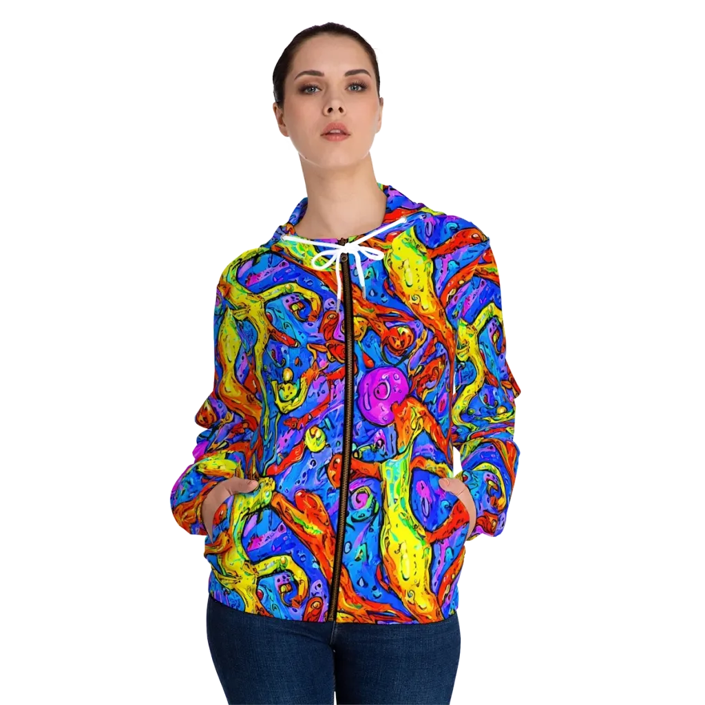 Chromatic Shoal on Women's Full-Zip Hoodie — Front On Person