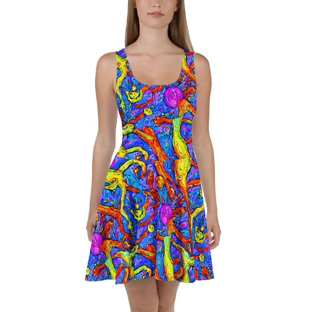 Chromatic Shoal on Skater Dress — Front