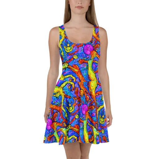 Chromatic Shoal on a Skater Dress