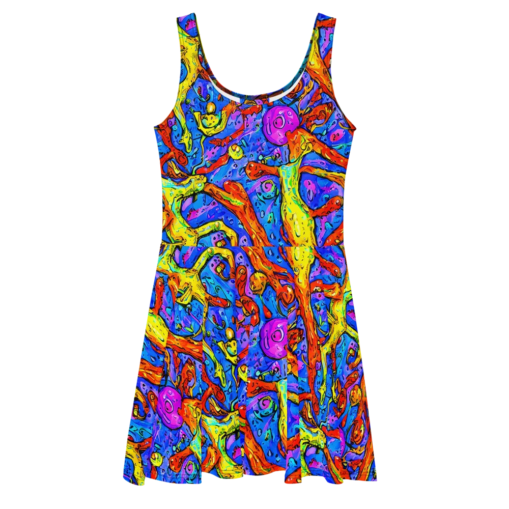 Chromatic Shoal on Skater Dress — Front