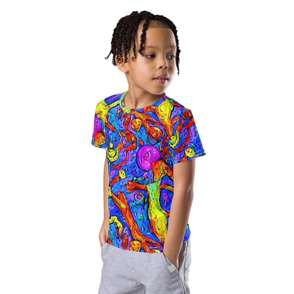 Chromatic Shoal on Kids Crew Neck T-Shirt — Left Front