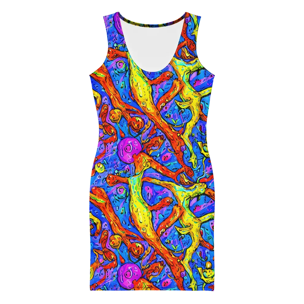 Chromatic Shoal on Bodycon Dress — Front