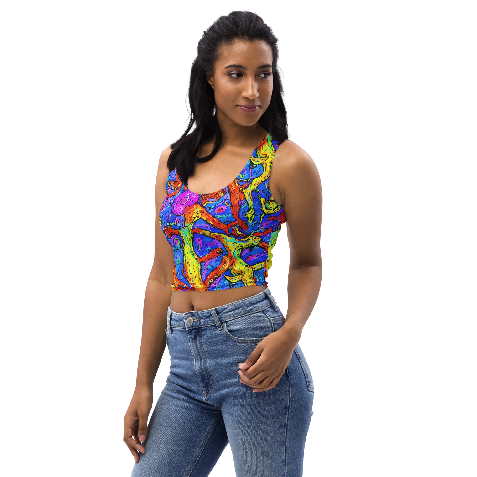 Chromatic Shoal on Crop Top — Left Front