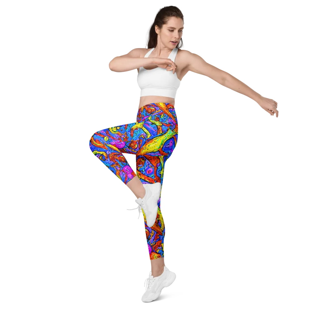 Chromatic Shoal on Leggings with Pockets — Left Front